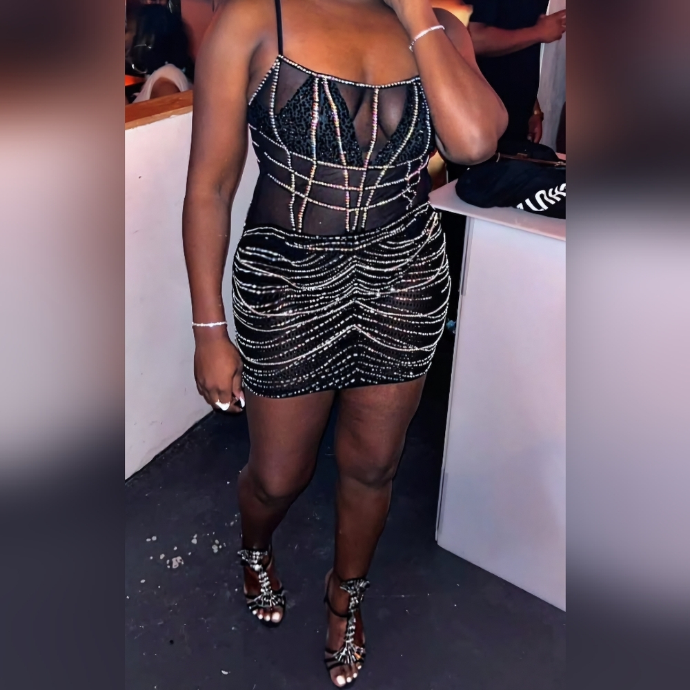 Elegant Black and Silver Women's Dress
